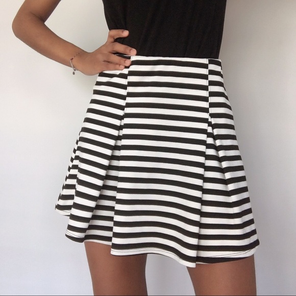 Striped High Waist Skirt A-Line Painted Threads S - Picture 2 of 8